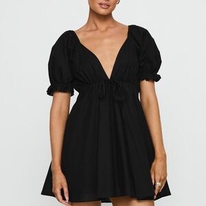 Princess Polly Black Puff Sleeve Mini Dress